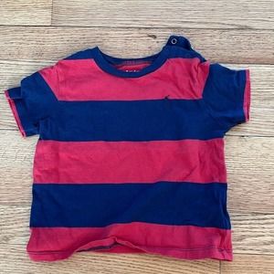 Ralph Lauren Baby Blue And Red Striped Shirt Sz 9 mo